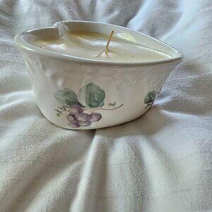 Vintage Pfaltzgraff Heart-Shaped Candle Dish with Grapes Design